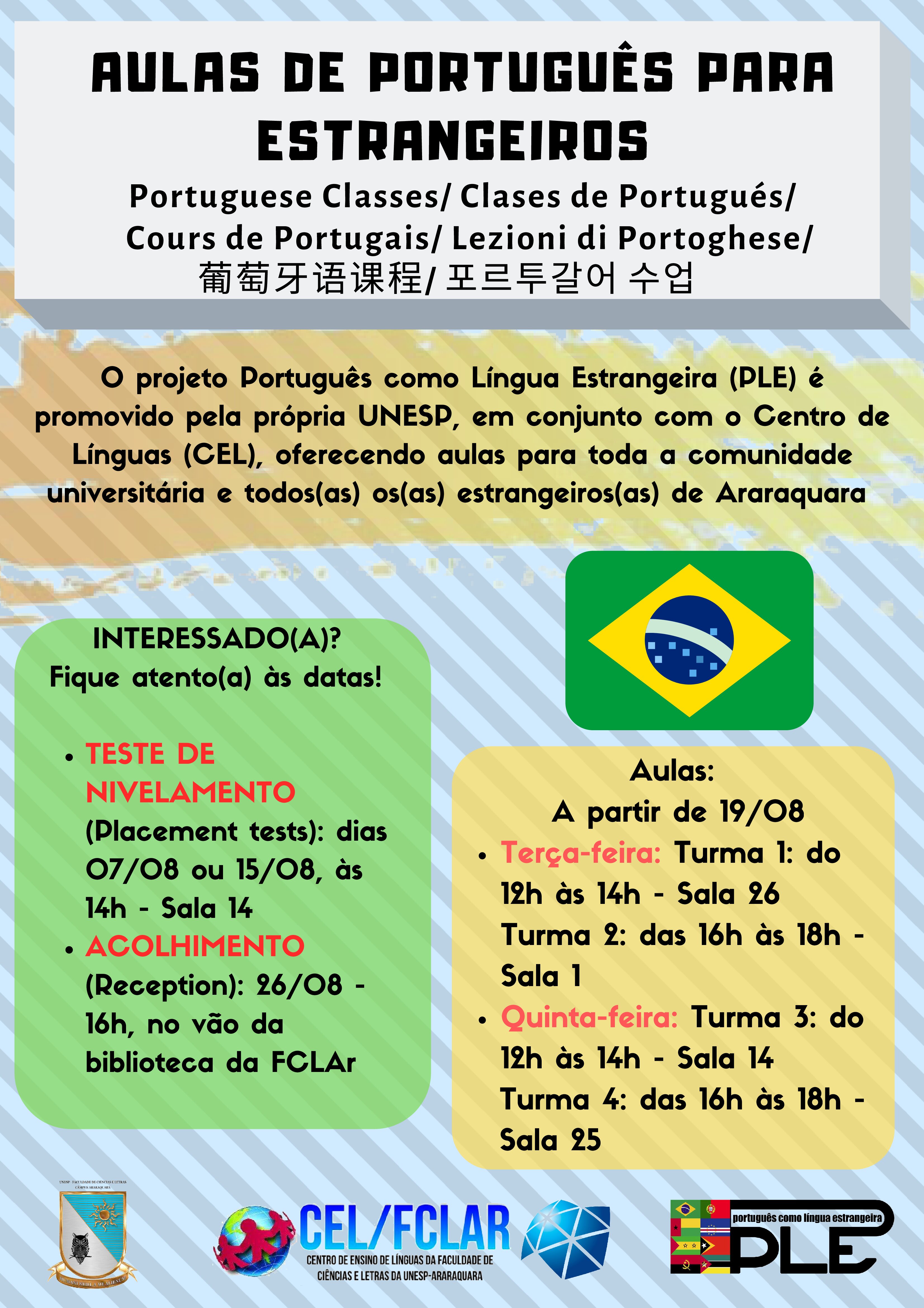 Horários e Turmas - 2º Semestre 2019 - Centro de Línguas e